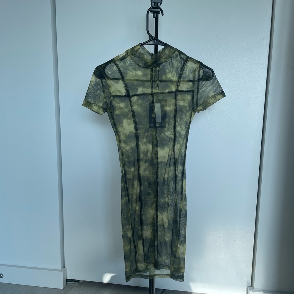PRETTYLITTLETHING tie dye mesh bodycon dress